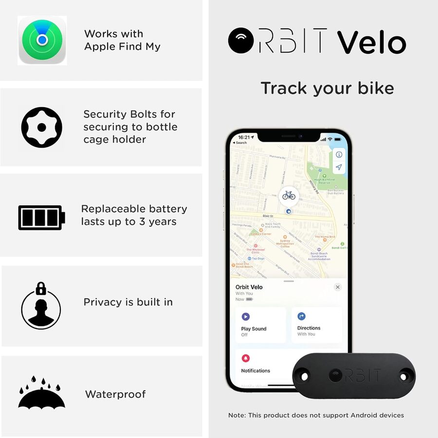 ORBIT VELO Track My Bike - uses Apple Find My